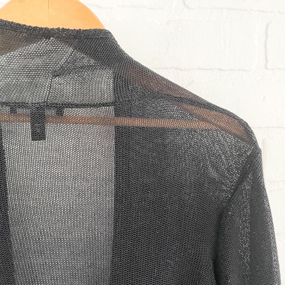 Eileen Fisher Open knit cardigan Linen blend beachy lightweight Black Sz 2X - Picture 11 of 13